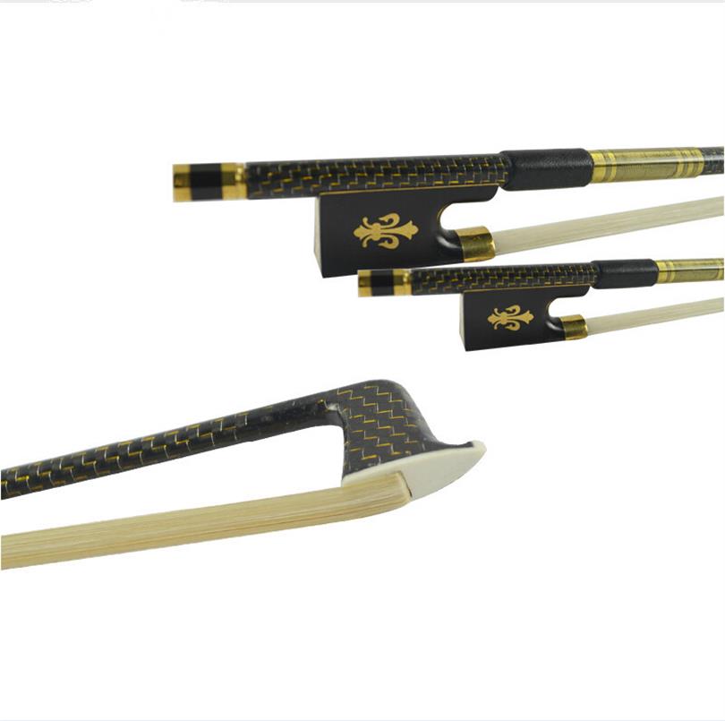 Top Grade Golden Braided Carbon Fiber 4/4 Violin Bow Best Balance AAA Mongolia Black/White Horse Hair Bow