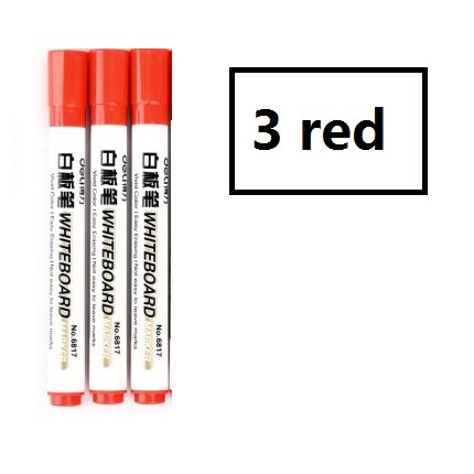 3Pcs Erasable Whiteboard Marker Pen Liquid Type Black Blue Red School Class Home Teaching Kids Drawing Office Meeting 6817: 3red