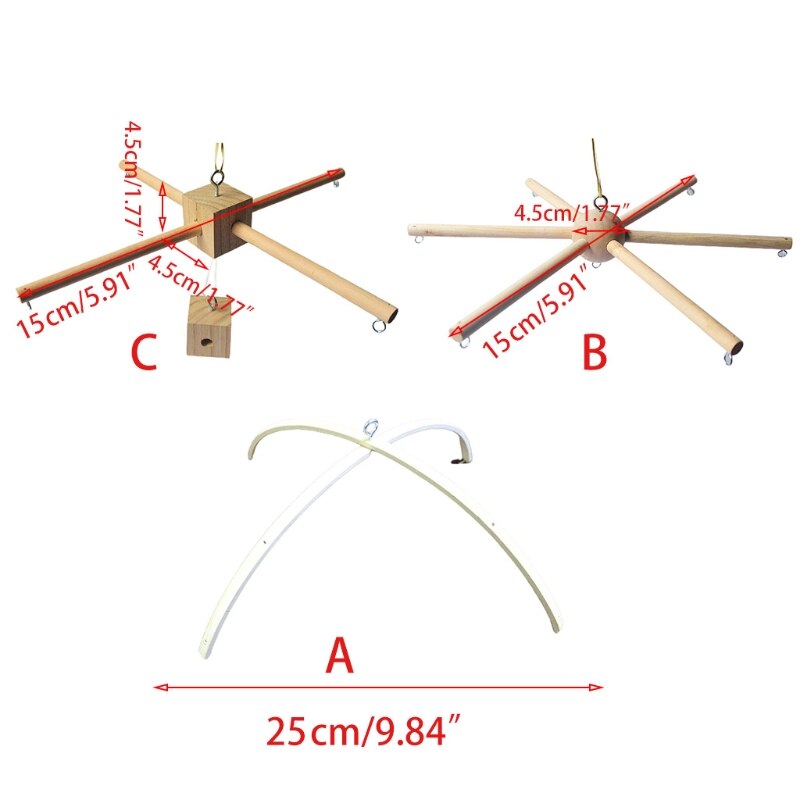Houten babymobielhanger, babybedmobielhangerframe, mobiele doe-het-zelf babymobielhouder in natuurlijk hout, babybel