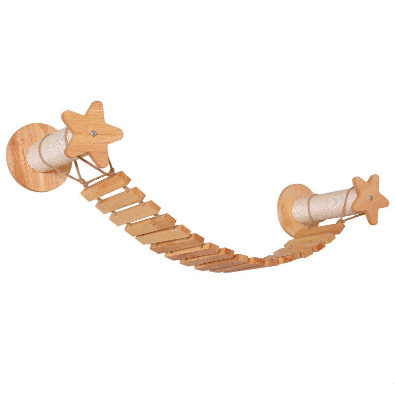 Wall-mounted Cat Bridge Cat Tree House Climbing Frame Star Scratching Post Cat Ladder Step Kitten Jumping Platform Pet Furniture