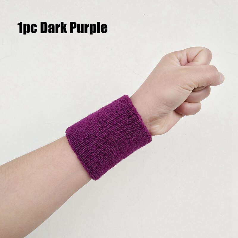 1PC Bunte Sport Schweißband Armbänder Baumwolle Faser Schweiß Handgelenk Guards Jugendliche Weichen Bequemen Hand Band Sport Zubehör: Dark Purple