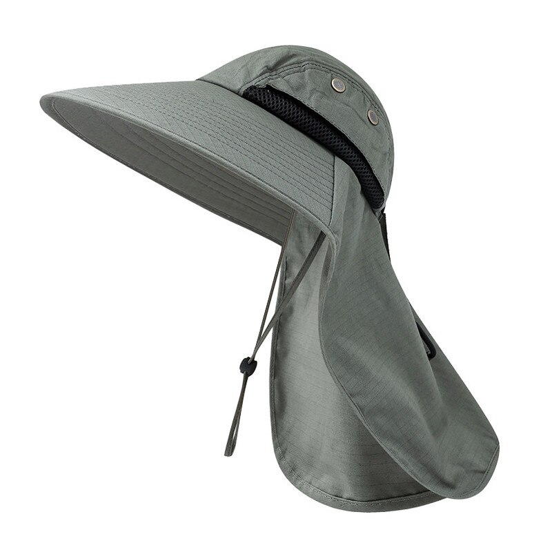 Summer Sun Hat Men Women Cotton Boonie Hat with Neck Flap Outdoor UV Protection Large Wide Brim Hiking Fishing Safari Bucket Hat: Army Green