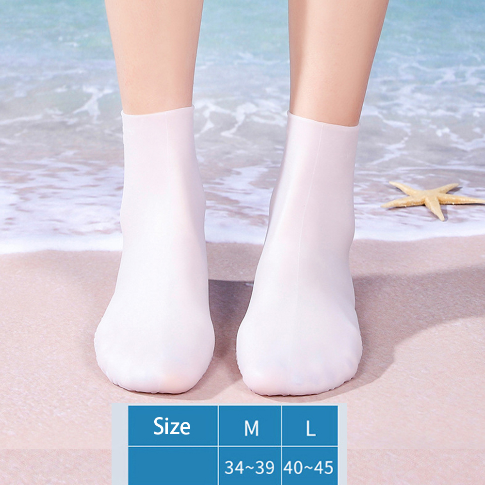 Calcetines de traje de neopreno de silicona para aletas de natación, zapatos de rana, parte trasera antideslizante, cómodas calcetines de agua para playa, calcetines de buceo y snorkel: L / Gris claro