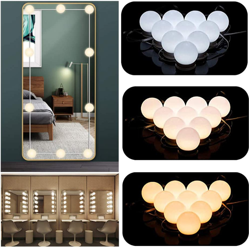 Make-Up Spiegel Led Gloeilampen Ijdelheid Verlichting Usb 12V Badkamer Kaptafel Verlichting Dimbaar Led Ijdelheid Licht Voor Spiegellicht