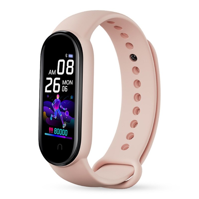 M5 Smart Horloge Mannen Vrouwen Hartslagmeter Bloeddruk Fitness Tracker 53CD: Roze