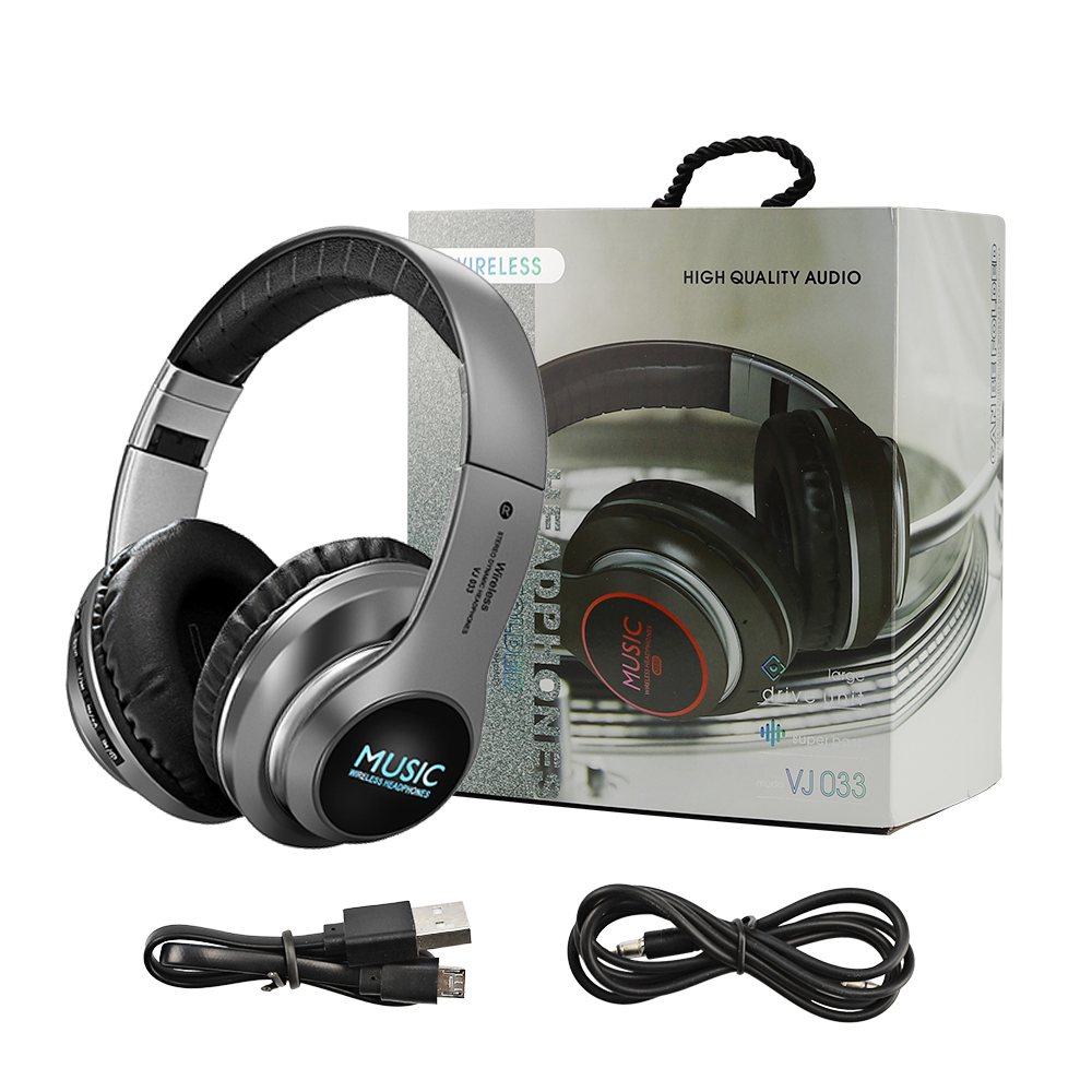Portable Bluetooth Headphones HIFI Stereo Wireless Earphone Gaming Headsets Over-ear Noise Canceling With Mic Support TF Card: TD-T15-Y-Gray