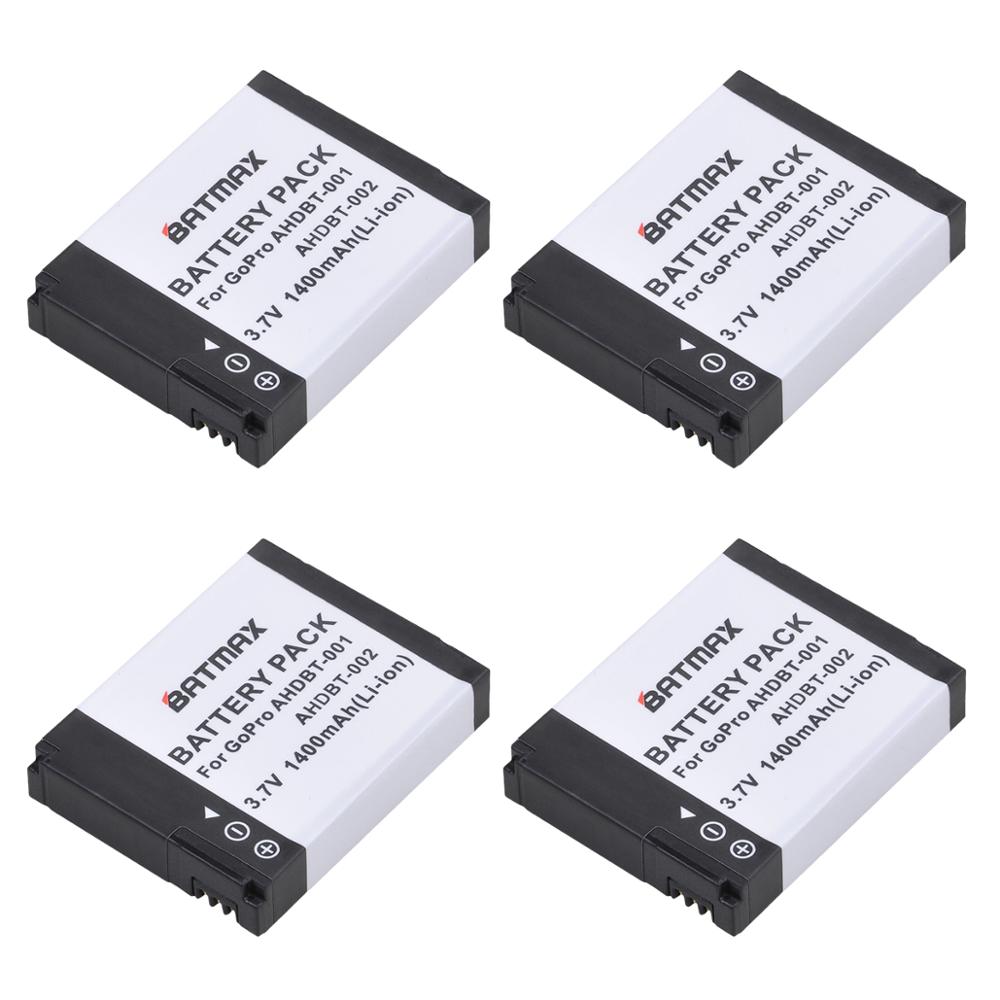 2x 1400 mah batteri + dobbelt usb oplader til gopro hd hero 2 og gopro ahdbt -001,  ahdbt -002 hero 2: 4 stk