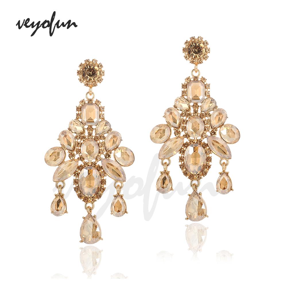 Veyofun Vintage Crystal ZA Earrings Luxury Party Dangle Earrings Jewelry for Woman: champange