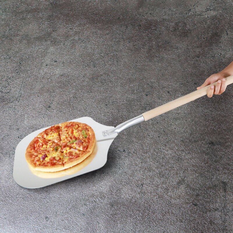Espátula de aluminio con mango de madera para Pizza, utensilios de cocina para hornear, para tortitas