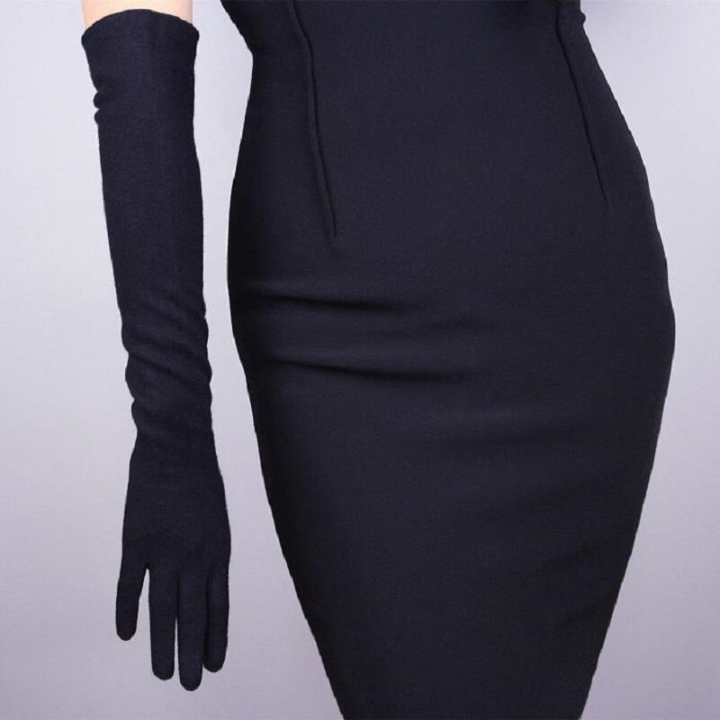 Touch Screen Gloves Warm Full Finger Gloves Winter Ladies Gloves Suede Long 50CM Arm Suede Touch Screen Thick Gloves