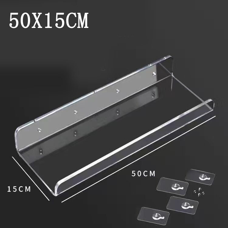 Estante de almacenamiento acrílico transparente, estantes montados en la pared para sala de estar, estante de exhibición para registros, accesorios de baño, estante flotante: Amarillo claro