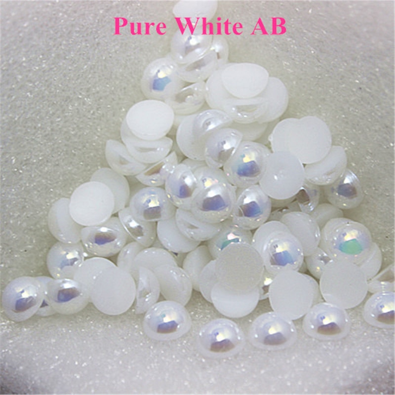 1.5-12mm Flatback White AB Half Round Pearl Beads Resin ABS Imitation Pearl Beads DIY Wedding Dress Button Nail