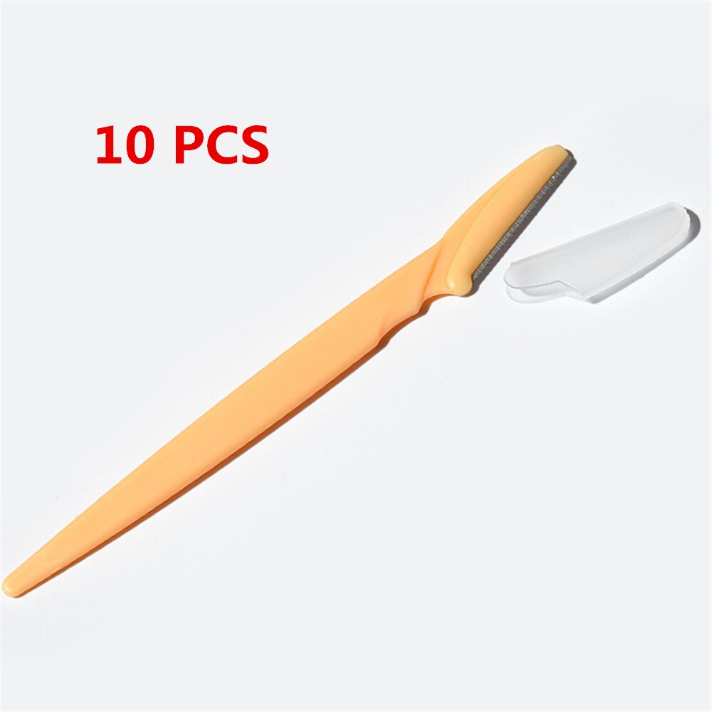 3/10pcs Eyebrow Trimmer Blade Shaver Portable Facial Face Razor Eyebrow Shaper Shaping Tool Scissors Face Hair Remover for Women: 10pcs Yellow