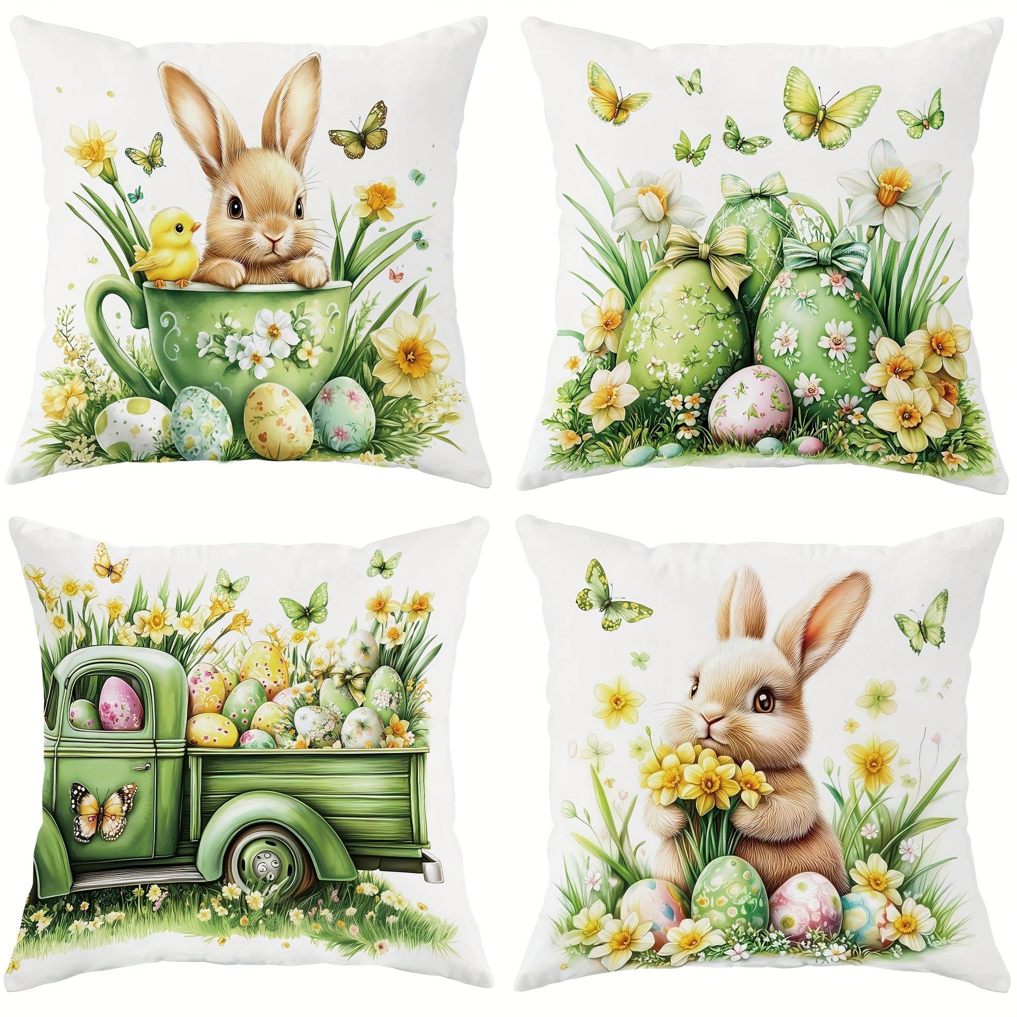 Patrón de Pascua decoración del hogar funda de almohada dormitorio sala de estar sofá decoración funda de cojín de poliéster con cremallera