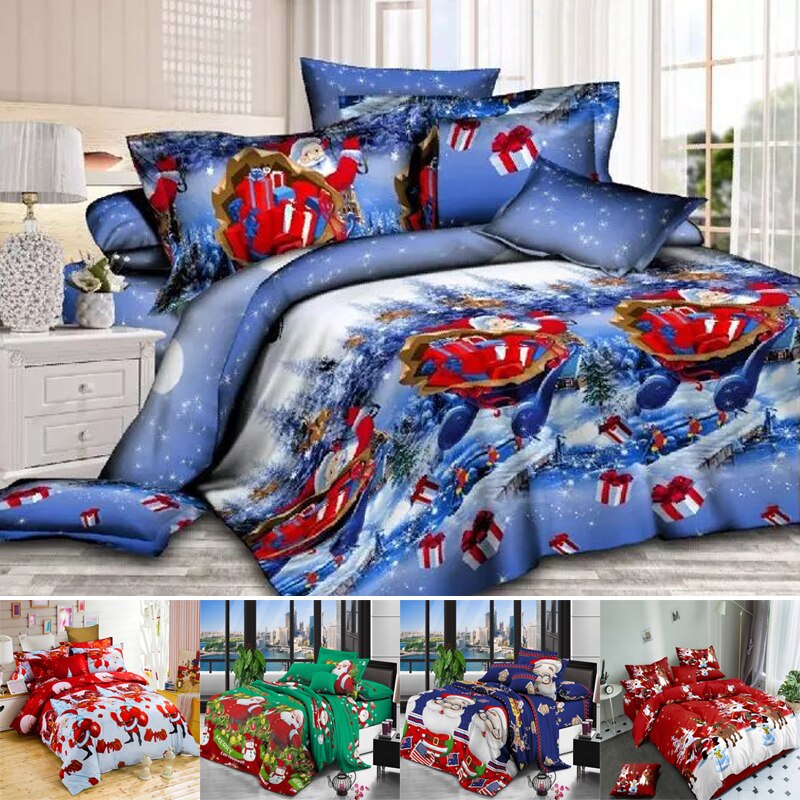 Kerst Dekbedovertrek Set Kerst Kerstman Thuis Textiel Rode Beddengoed Cartoon Kerstman Dekbedovertrek Koningin Kids