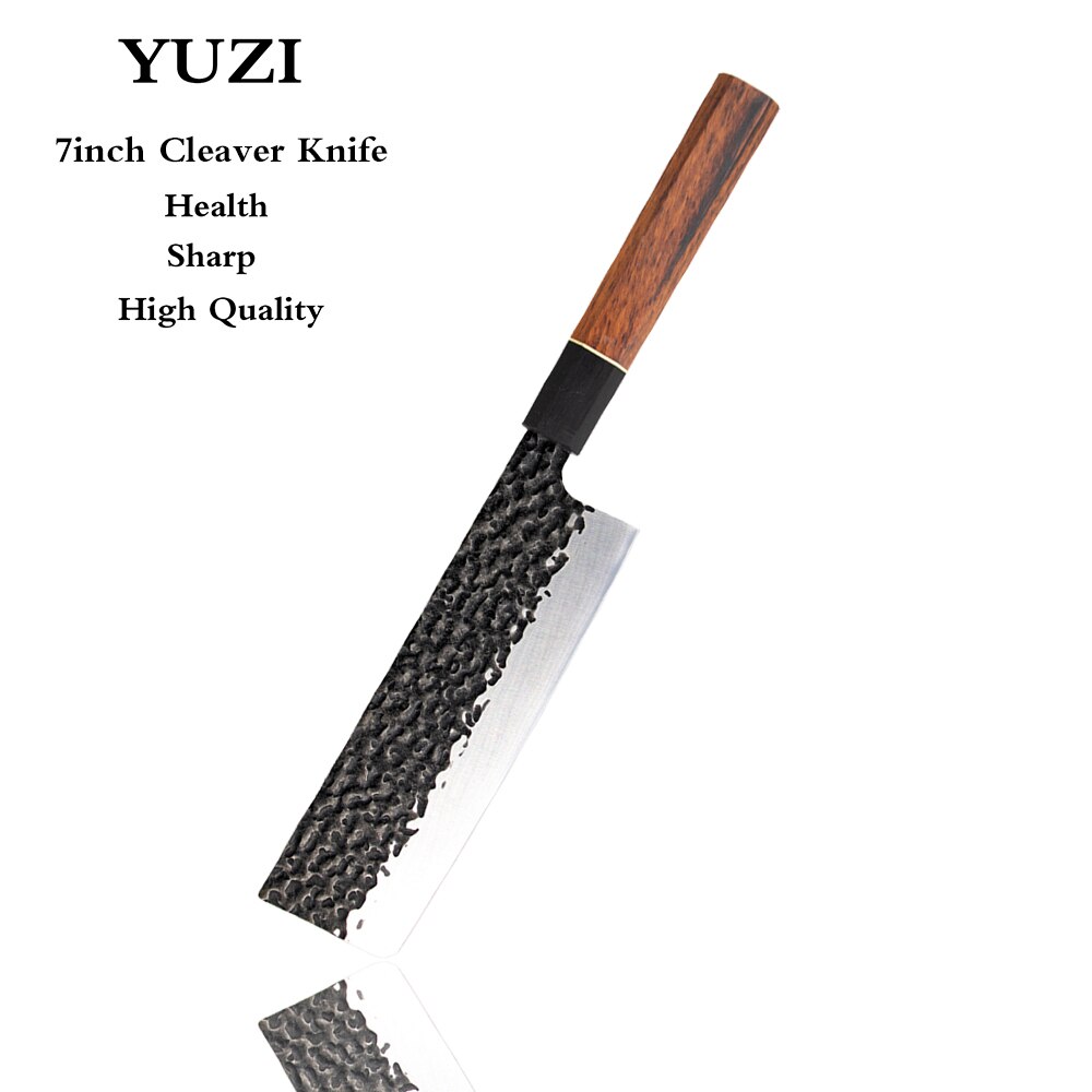 Kitchen Knives 6Pcs set Forged Chef Knife Set Stainless Steel Japanese Santoku Knife Kiritsuke Knife Fishing Utility Knife: 7 In Cleaver knife