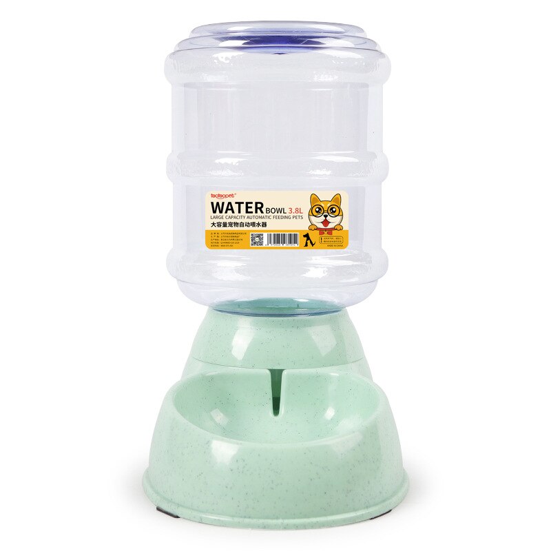 3.8l store automatiske kæledyr til foder drikkefontæne til katte hunde miljøvenlig plast hundefoder skål kæledyr vand dispenser: Grøn drik