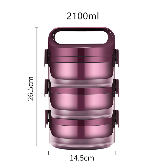 Roestvrij Staal Thermische Lunch Bento Box Voor Office Student Draagbare Multi Layer Picknick Voedsel Container Lekvrij Thermos Lunchbox: 3 Layer Red