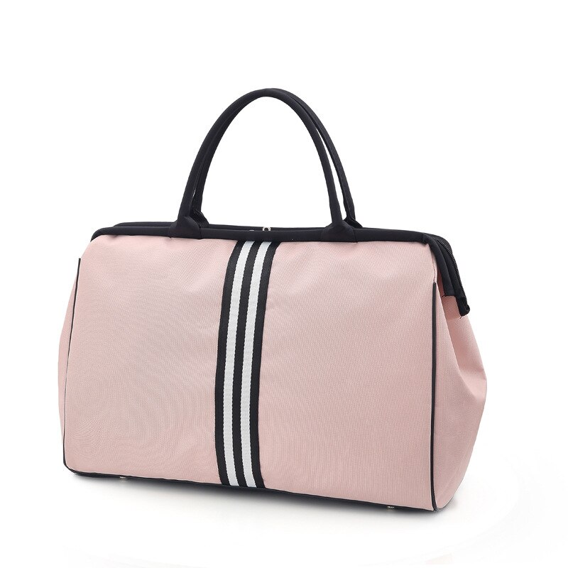 Kvinder overnight weekend fitness taske dame stribe yaga stor rejsetaske let herre foldbare udendørs tasker koreansk