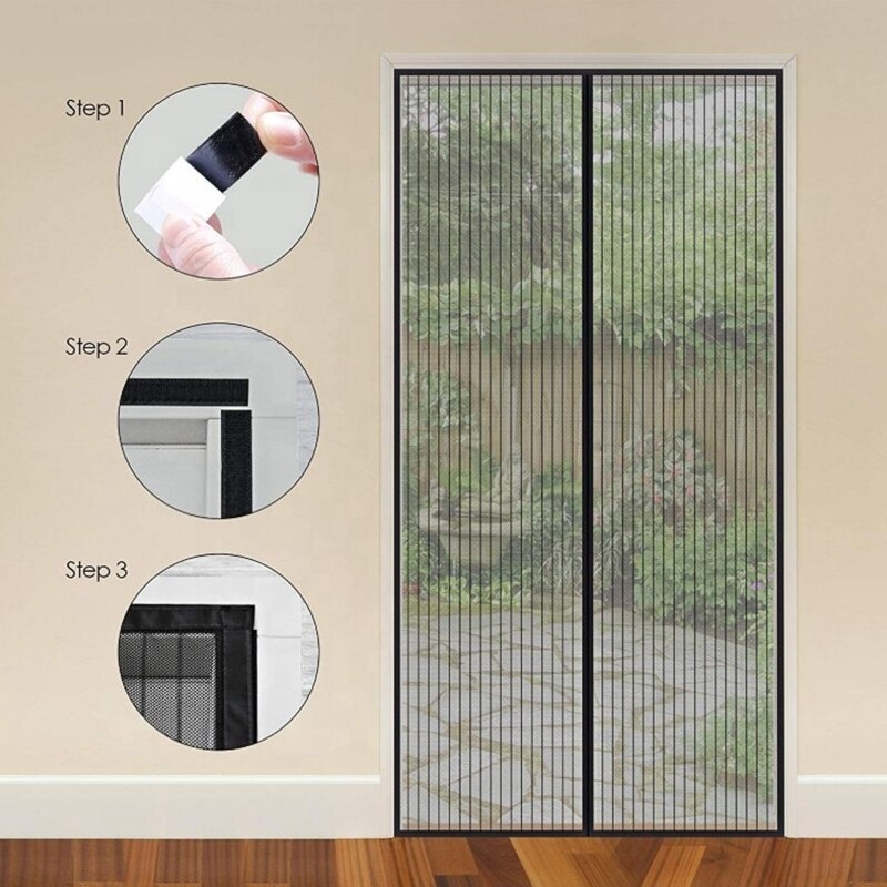 Magnetic Screen Door Curtain Net Anti Insect Mesh Fly Screen Mosquito Protection Net Reinforced Magnetic Screen Door Curtain