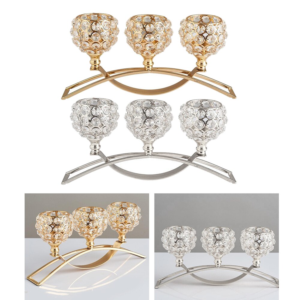 Świeca kryształowa uchwyt 3 ramiona świecznik stół weselny ornament srebrny złoty świecznik łuk bardzo czara świecznik