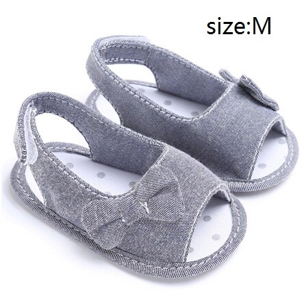 Sandalias de verano para niña con lazo para recién nacido, zapatos informales de princesa para exteriores, suela suave antideslizante para 0-12 meses: Grey M