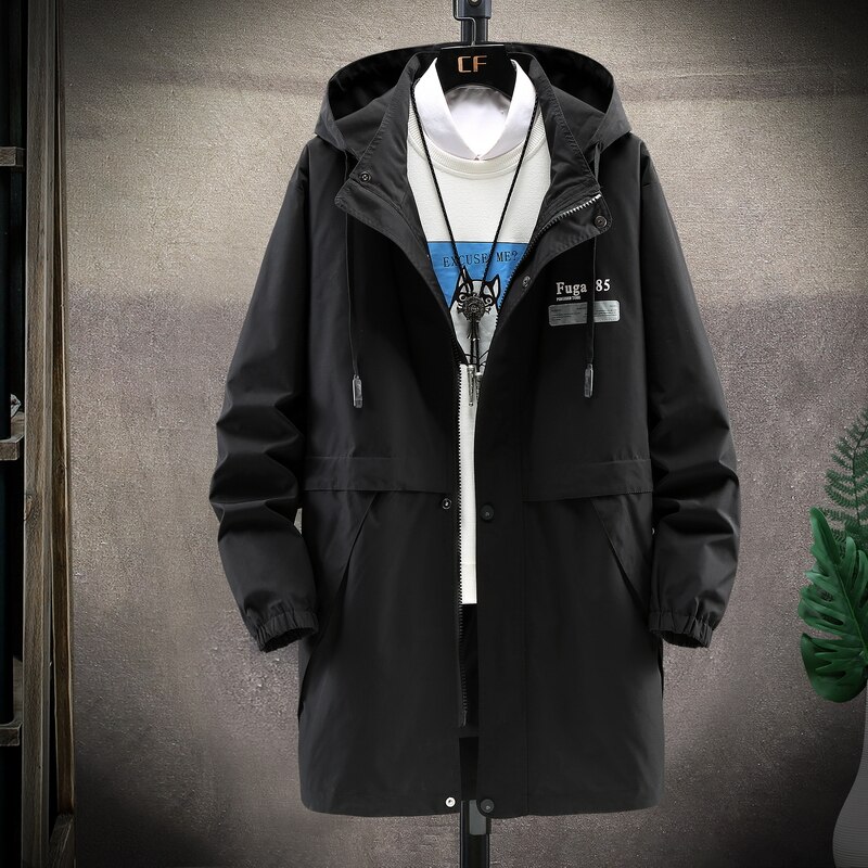 man Fat coat plus size jacket loose tooling jacket long windbreaker Letter print Removable cap men jacket extra large size 10xl: 10XL