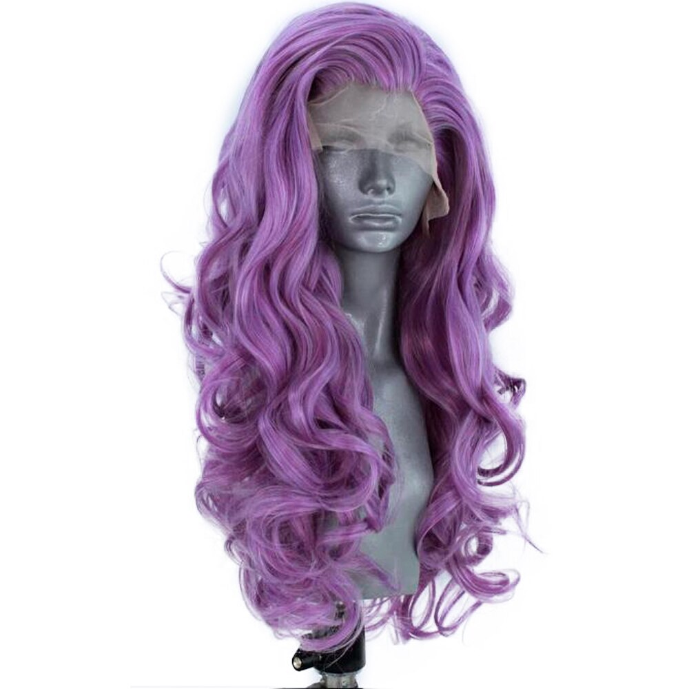 QUINLUX WIGS Synthetic Hair Purple Wavy Lace Front Wigs For Women Cosplay Costume Hair Artist Makeup Beauty Wig Heat Fiber Hair