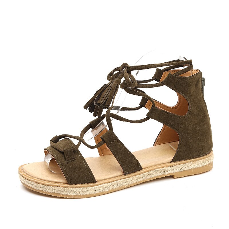 Fujin flad rem rom sandaler dame stil casual plus size slides strandsko åndbar taske hæl sandaler: Grøn / 6