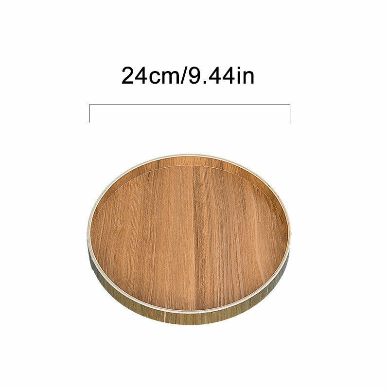 Wooden Round Serving Tray Wood Plate Tea Food Dishe Drink Platter Food Server Plate Dinner Beef Steak Fruit Snack Dessert Tray: 24cm