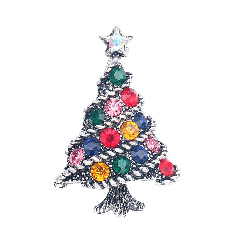 Kristall Weihnachten Baum Brosche Stifte Hochzeit Kragen Clip Schal Schnalle Zubehör Schmuck Broschen Beste Für Frauen: Silber-