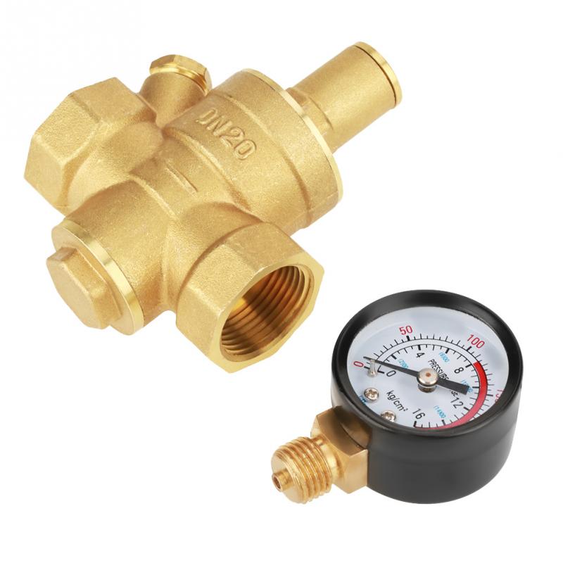 DN15/N20/DN25 Brass Adjustable Water Pressure Reducing Regulator Reducer+Gauge Meter