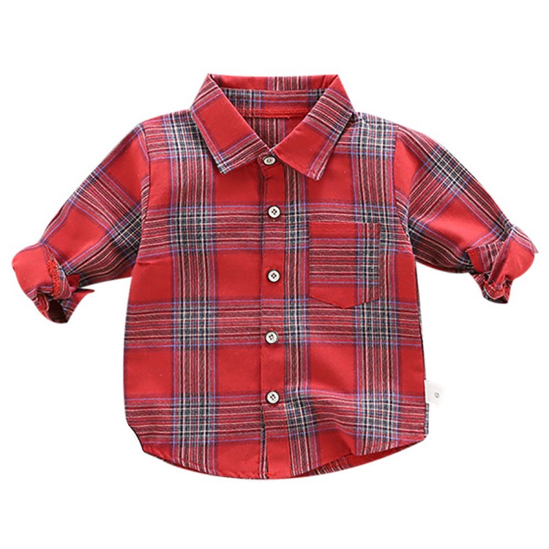 Katoen Jongen Shirts Baby Jongens Lange Mouwen Plaid Print Shirts Kids Tops Tees Shirts Casual Blouse: D1 / 1-2T