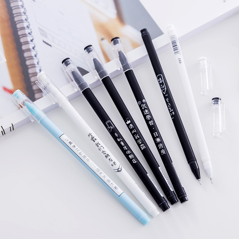 Gel Pen Second Generation Funny with Text Simple Black 0 38mm Pen Students Cool Stationery