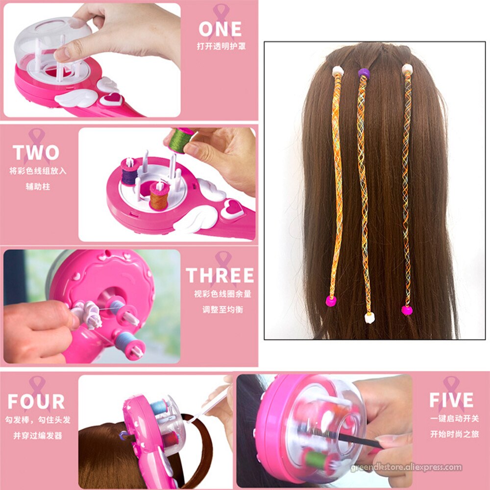 Girls Electric Automatic Hair Braid DIY Stylish Braiding Hairstyle Tool Twist Braider Machine Weave Roller Pretend Kids Toys