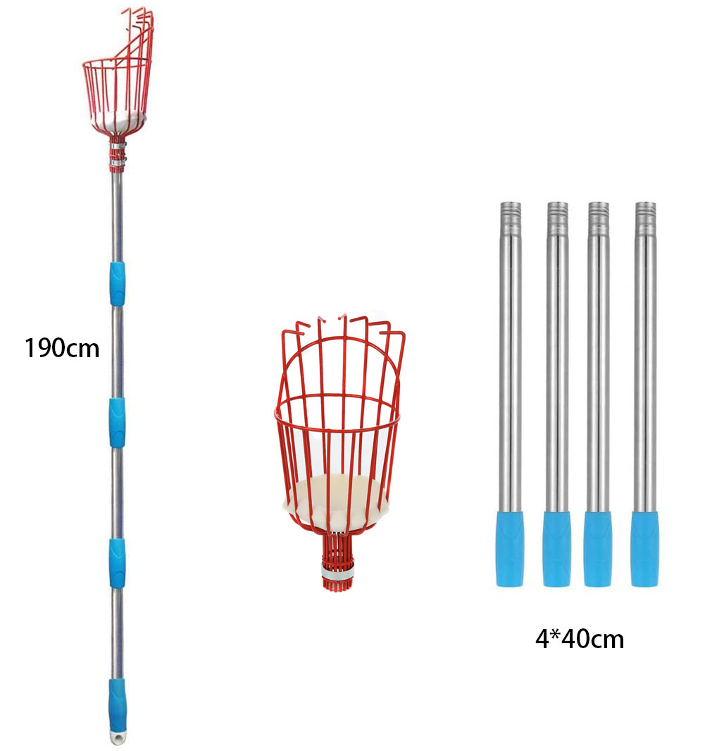 Ramasseur de fruits 260cm, panier profond réglable, pratique, collecteur de fruits, cueillette de pommes et de pêches, outils de jardin: Kaki