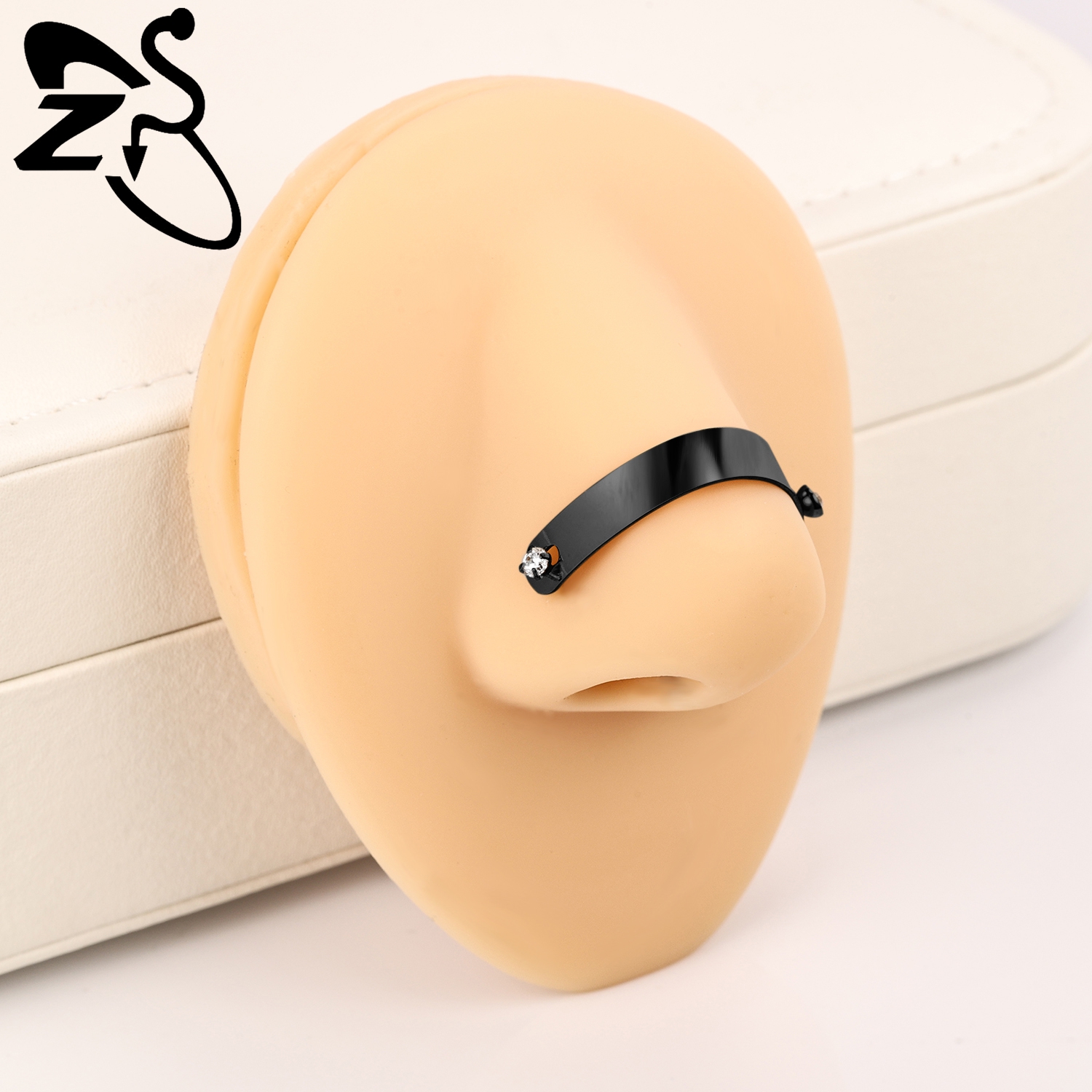 ZS 1 PC Punk Woundplast Shape Stainless Steel Bridge Ear Piercing Men 24MM-50MM Nose Piercing Chain Body Piercings Accessories