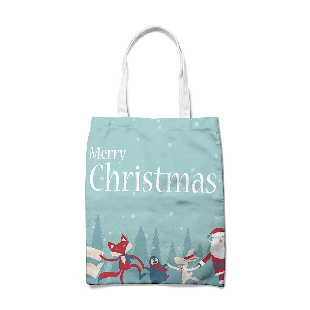 Reusable Shopping Bags Women Foldable Tote Bag Cloth Eco Grocery Bag Folding Large Capacity Handbags Christmas Bag: Default Title