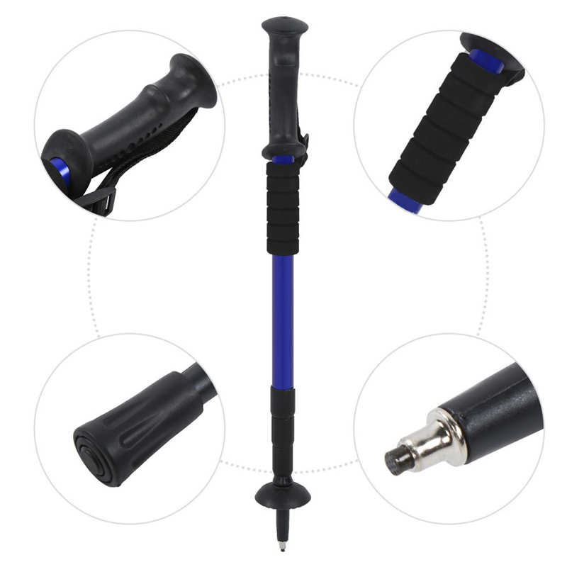 Portable Walking Poles Blue Adjustable Trekking Poles Telescopic Hiking Pole Anti-slip Elderly Hiking Walking Stick