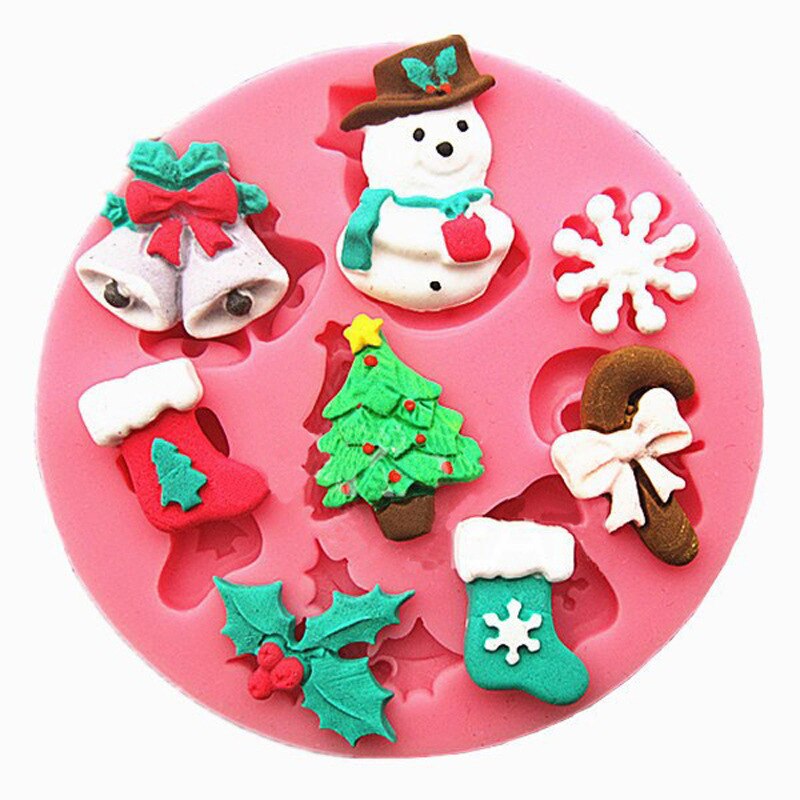 Kerstboom Santa Vorm Silicone Mold Sugarcraft Diy Fondant Taart Decoreren Gereedschappen Cupcake Koekjes Bakken Accessoires