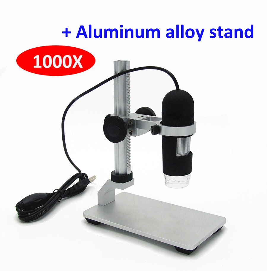 1000X digitale USB microscoop viedeo microscoop USB Endoscoop Camera vergrootglas 8 LED verlichting aluminium stand: Aluminum alloy stand