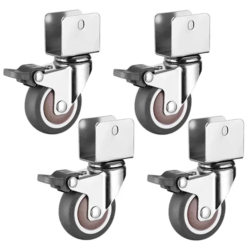 Rotary Caster Wheels 4pcs Locking Carrier Wheel Swivel 360°degree Furniture Children's Bed Moving Noiseless Castor With Brake: 1.0 Inch / Red