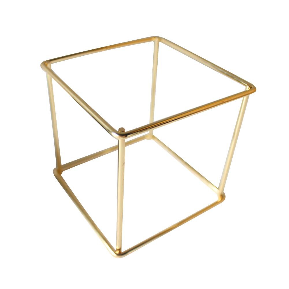 Rustic Style Iron Freestanding Hanging Metal Geometrical Shaped Small Square Air Plant Receptacle Flower Stand Rack Holder