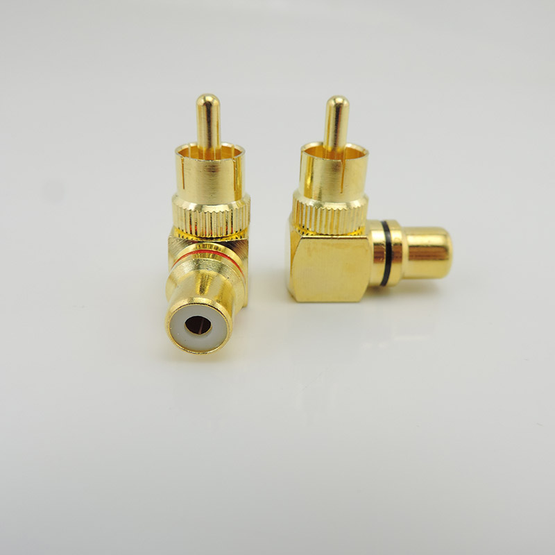 90 Degree RCA Connector Male To Female M/F Right Angle Plug Adapters L type Elbow for cctv camera Audio q1: black
