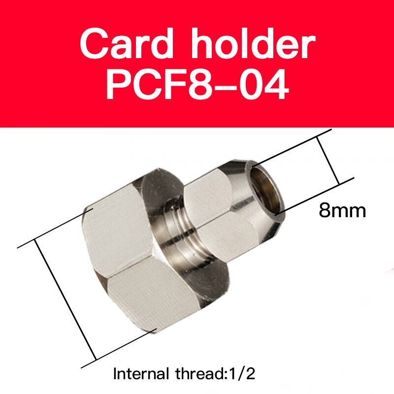 1pc Pneumatic Brass tube ferrule quick-screw connector internal thread straight through PCF4/6/8/10: PCF8-04