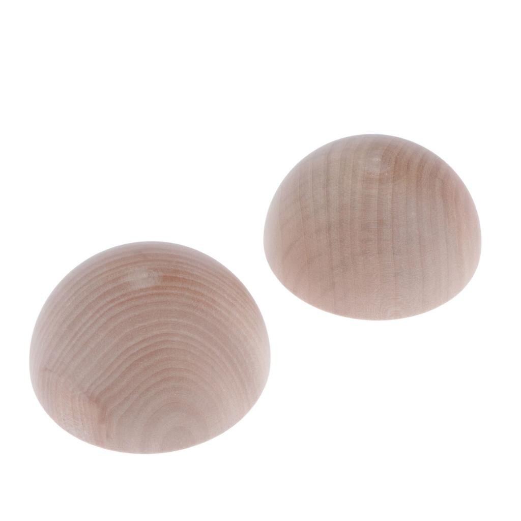 2pcs 7.5 centimetri Blocco di Legno Naturale Unfinished Mezza Sfera di Legno Del Mestiere Per Bambini FAI DA TE Giocattolo