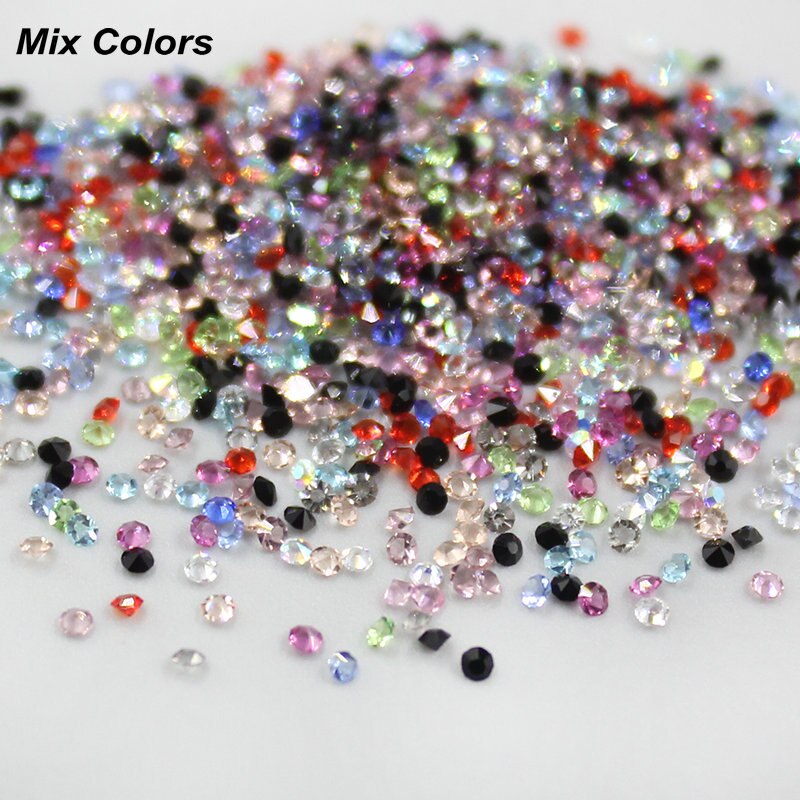 1440 unids/lote 1,3mm gemas Multicolor de Arte de uñas Micro diamantes de imitación Mini decoración de uñas ACCESORIOS DE MANICURA: mix color