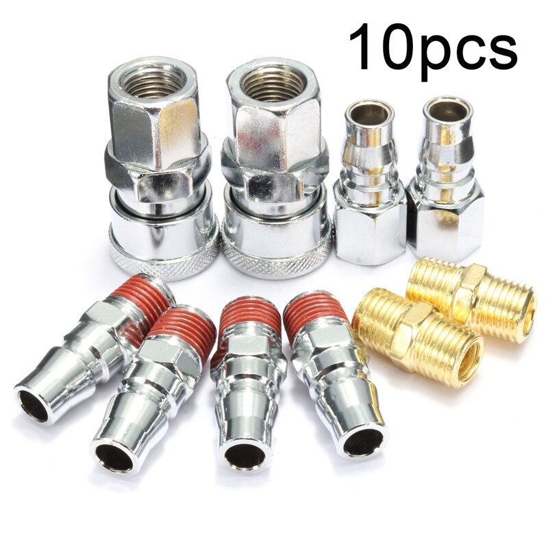 10Pcs/Set 1/4" BSP Air Line Hose Compressor Fitting Connector Coupler Quick Release Pneumatic Parts For Air Accessories