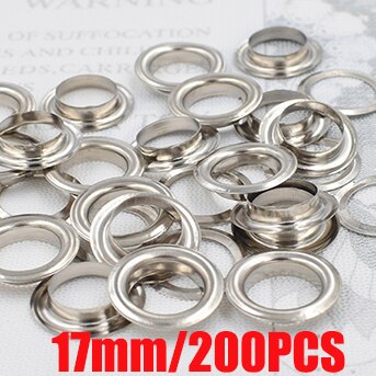 (50pieces/lot) inner diameter 17mm metal Eyelets Shoebox holes Canopy cloth drawstring holes Silver rivets Sewing repair: 200sets eyelets