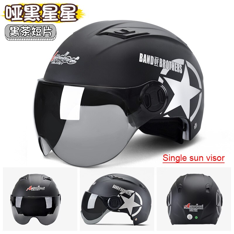 ANDES Helmet Electric Motorcycle Summer Seasons Gray Men Lady Half Helm Locomotive Cute Summer Full Helmet Light: 22